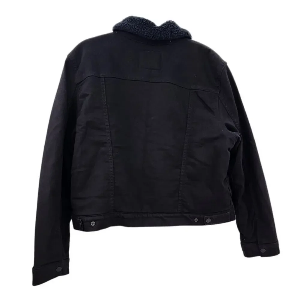 Men's‎ Levi's Black Sherpa Lined Trucker Jacket Size XL Black